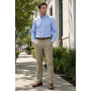 Haggar Mens Premium Comfort Khaki Pants 36x32 Classic Fit Medium Khaki HC00454